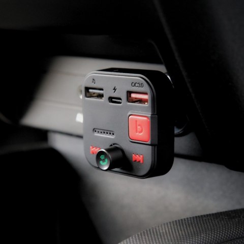 SAVIO SAVIO TR-15 TRANSMITER FM Z WYŚWIETLACZEM, BLUETOOTH I ŁADOWARKĄ PD USB-C USB-A QUICK CHARGE, BASS BOOST