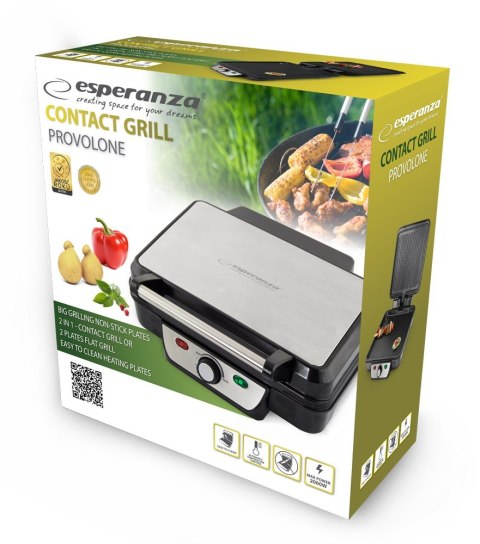 Esperanza Grill elektryczny Esperanza Provolone EKG007 (stołowy-zamknięty; 1800W; kolor inox)