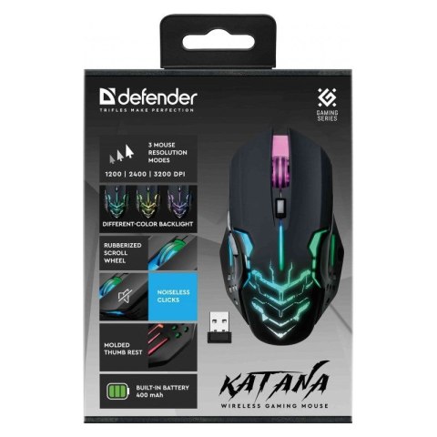 Defender DEFENDER MYSZ GAMINGOWA KATANA GM-511 RF 3200DPI 7P CZARNA 52511