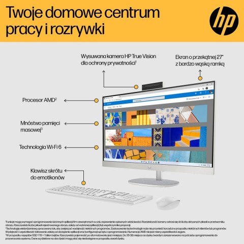 Hewlett-Packard HP 27-cr0232nw AIO Ryzen 5 7520U 27.0"FHD IPS AG 300nits 16GB DDR5 SSD512 Radeon 610M LAN Win11 2Y Shell White