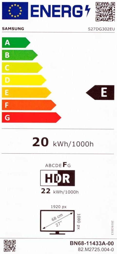 Samsung MONITOR SAMSUNG ODYSSEY G3 LED 27" LS27DG302EUXEN 180Hz